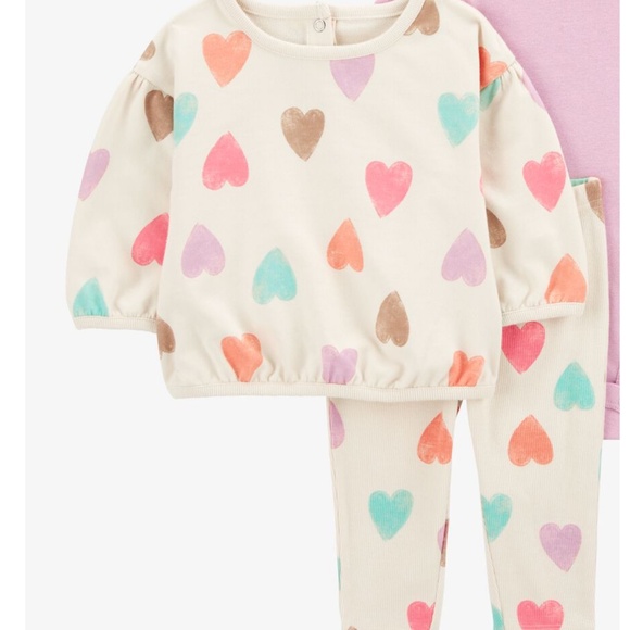 Carter’s Little Heart Cardigan 2 piece set in Ivory/Pink Combo Sz 24 months EUC - Picture 1 of 15